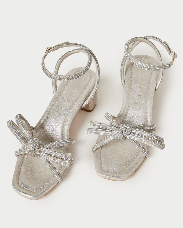 Loeffler Randall Mikel Cappuccino Bow Mid−Heel Sandal