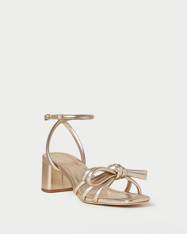 Loeffler Randall Mikel Champagne Bow Mid−Heel Sandal