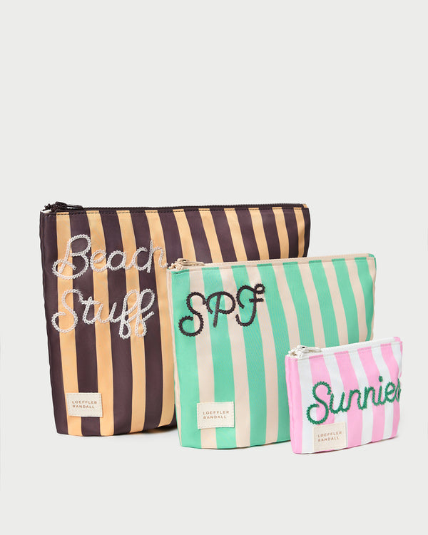 Loeffler Randall Murphy Embroidered Stripe Pouch Set
