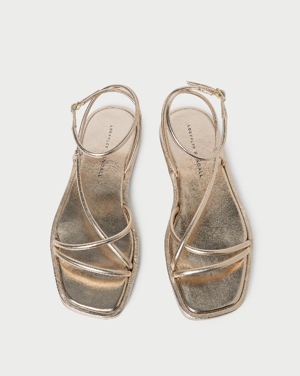 loeffler randall Noor Champagne Leather Flat Sandal