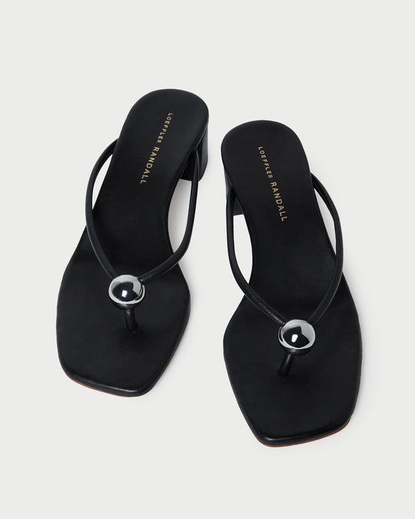 Loeffler Randall Odessa Black Leather Heeled Sandal