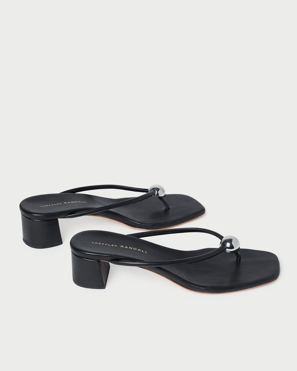 Loeffler Randall Odessa Black Leather Heeled Sandal