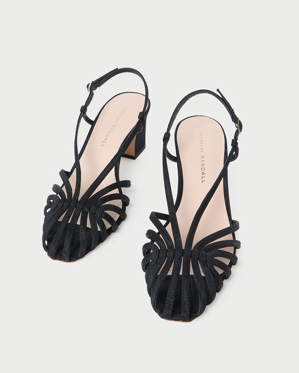 Loeffler Randall Priscilla Black Moiré Heeled Sandal
