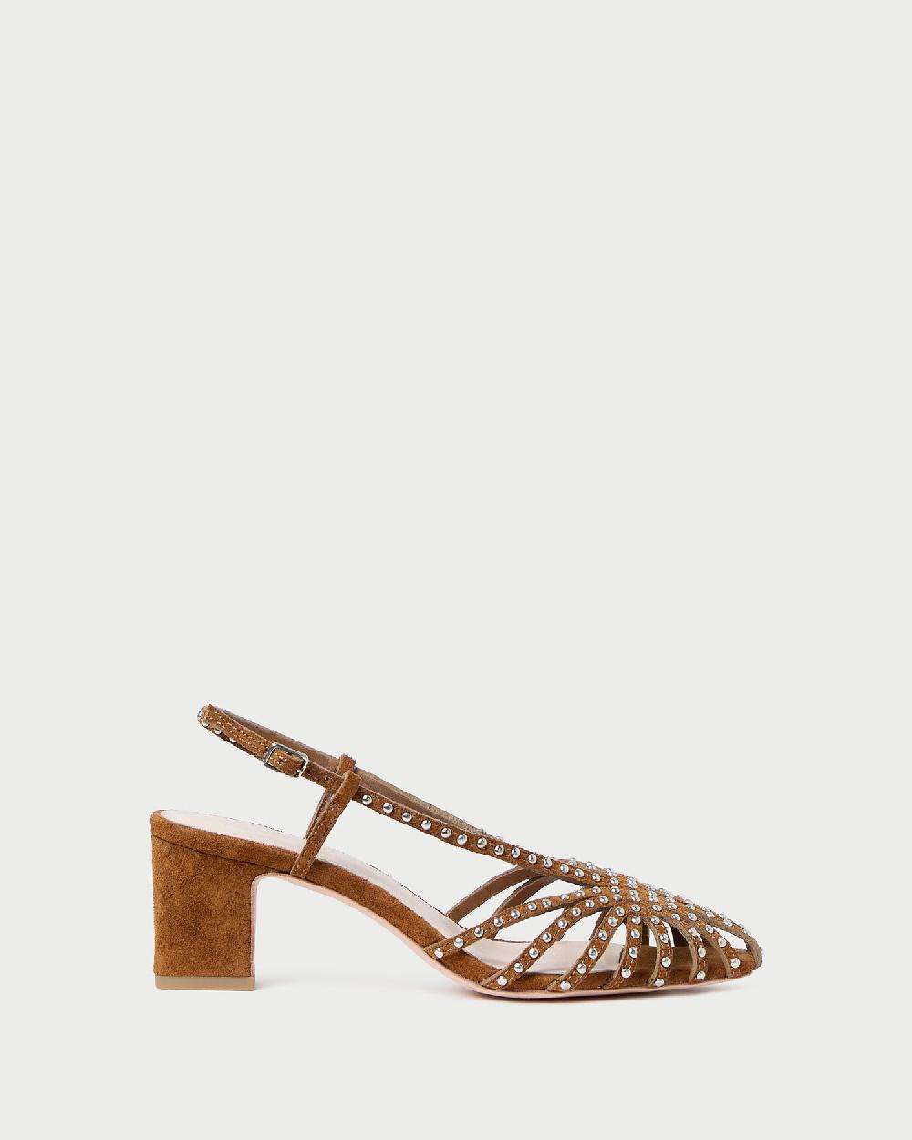 loeffler randall Priscilla Cacao/Silver Suede Heeled Sandal