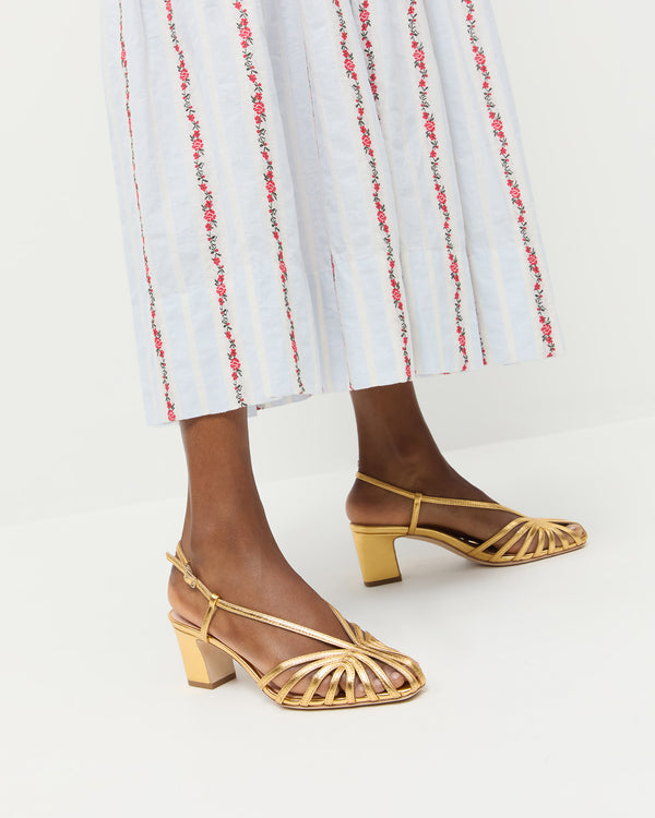 Loeffler Randall Priscilla Gold Lattice Heeled Sandal
