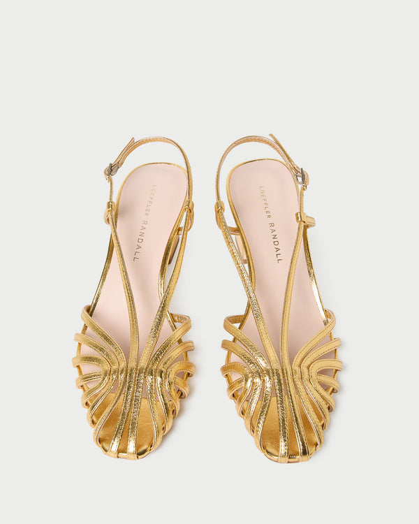 Loeffler Randall Priscilla Gold Lattice Heeled Sandal