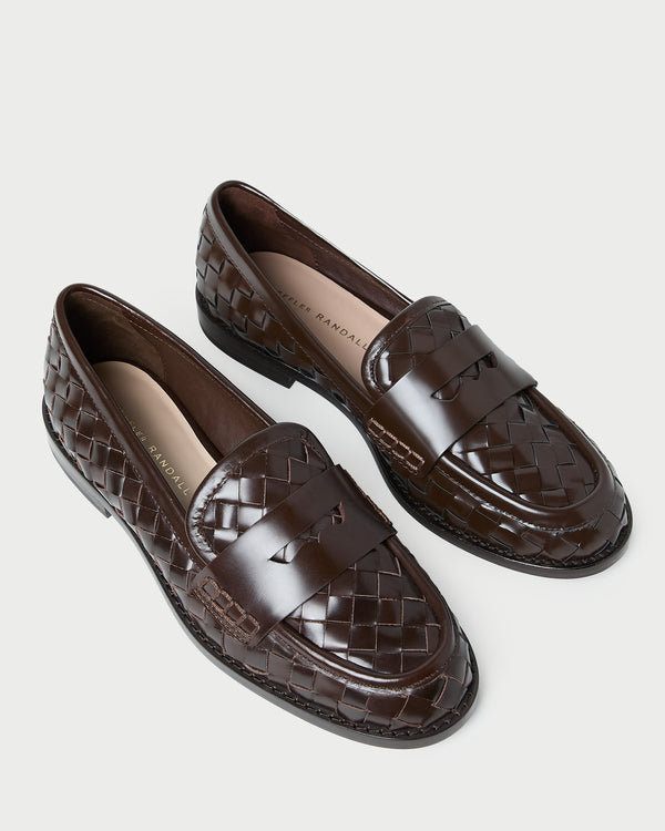 Loeffler Randall Rachel Espresso Woven Leather Loafer