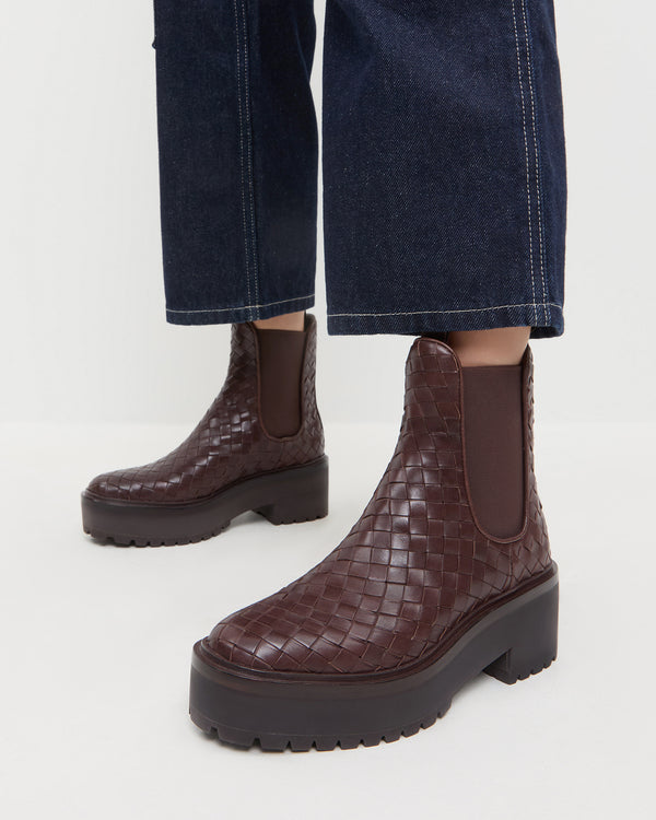 Loeffler Randall Reggie Espresso Woven Chelsea Boot