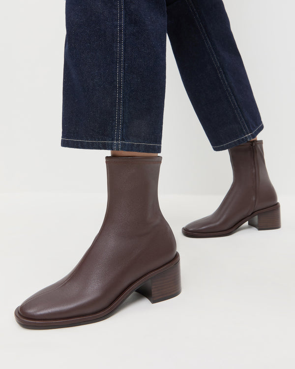 Loeffler Randall Roxy Espresso Leather Ankle Bootie