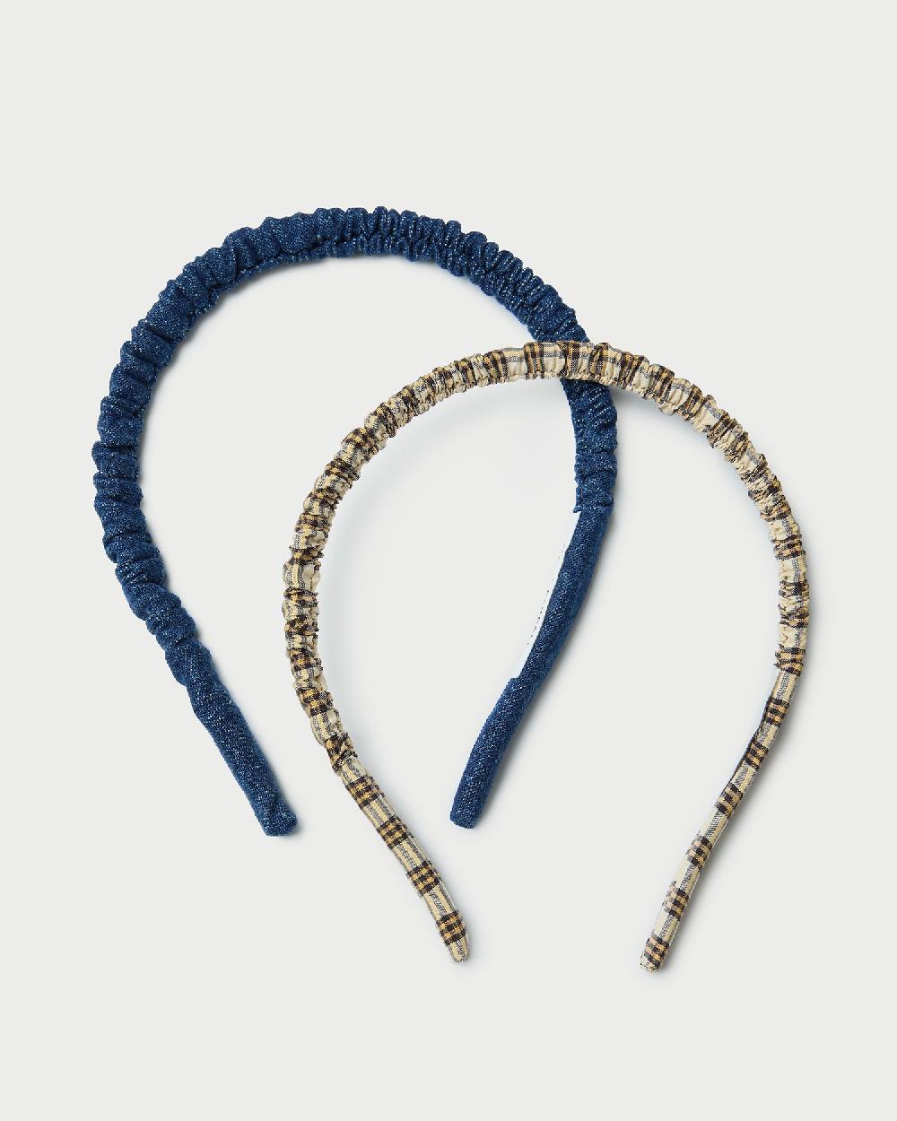 loeffler randall Sabine Denim/Butter Plaid Headband Set