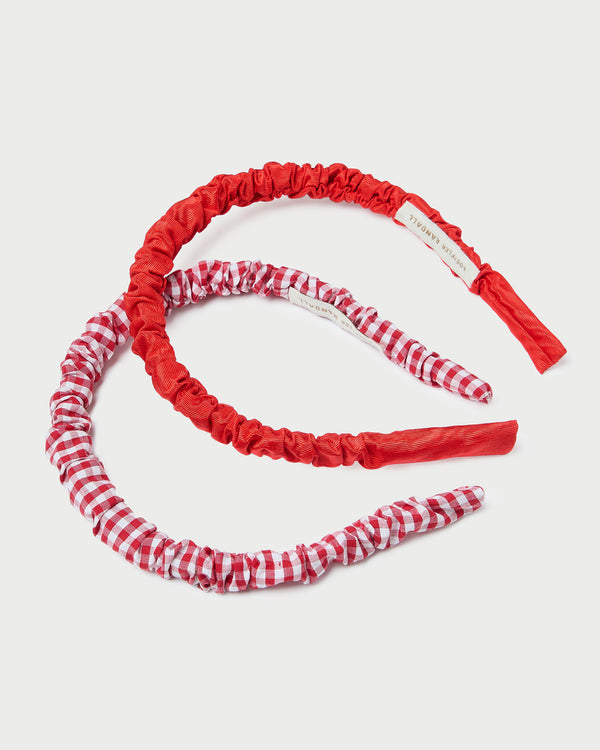 Loeffler Randall Sabine Red Gingham/Red Headband Set