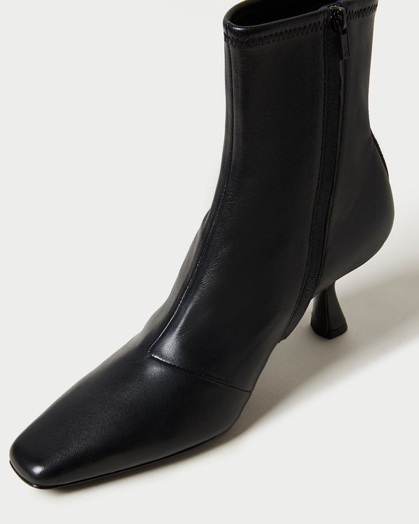 Loeffler Randall Thandy Black Leather Curved Heel Bootie
