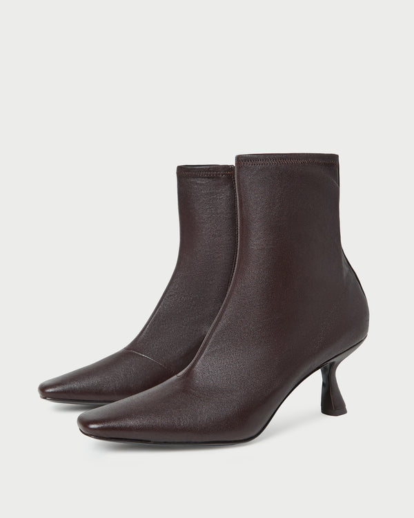 loeffler Randall Thandy Brown Leather Curved Heel Bootie