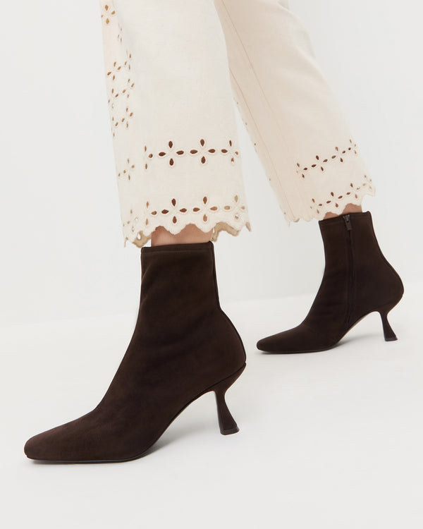 Loeffler Randall Thandy Brown Suede Curved Heel Bootie