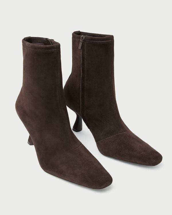 Loeffler Randall Thandy Brown Suede Curved Heel Bootie