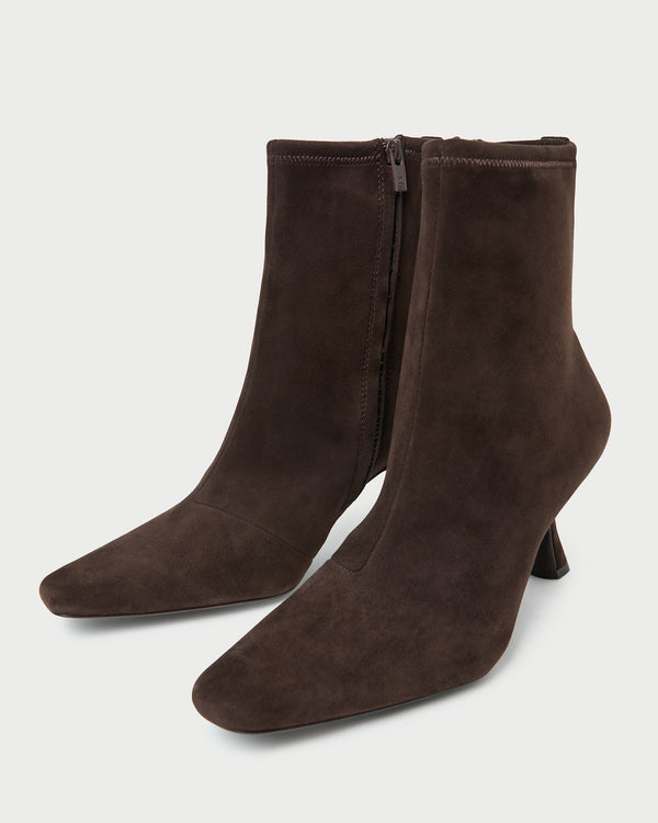 Loeffler Randall Thandy Brown Suede Curved Heel Bootie