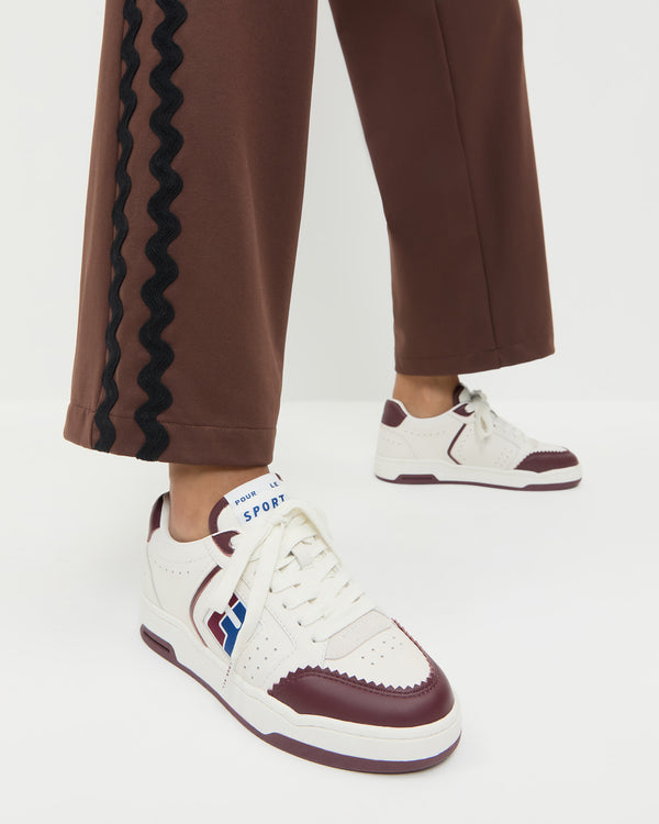Loeffler Randall Topspin Cream/Maroon Court Sneaker