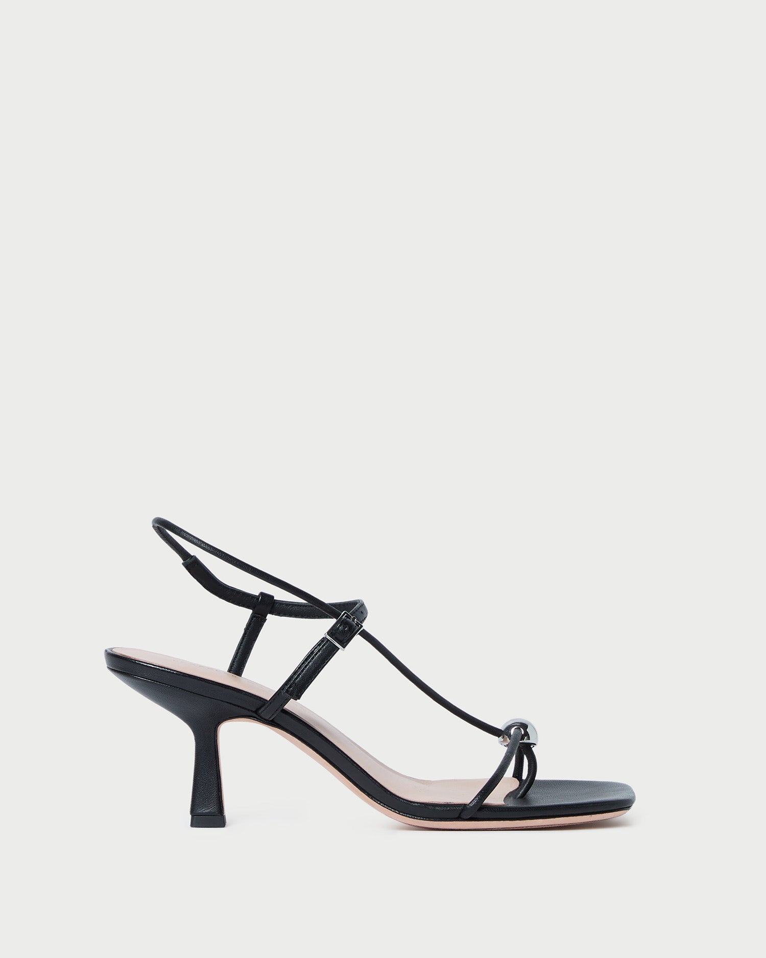 loeffler randall Triana Black Leather Mid−Heel Sandal
