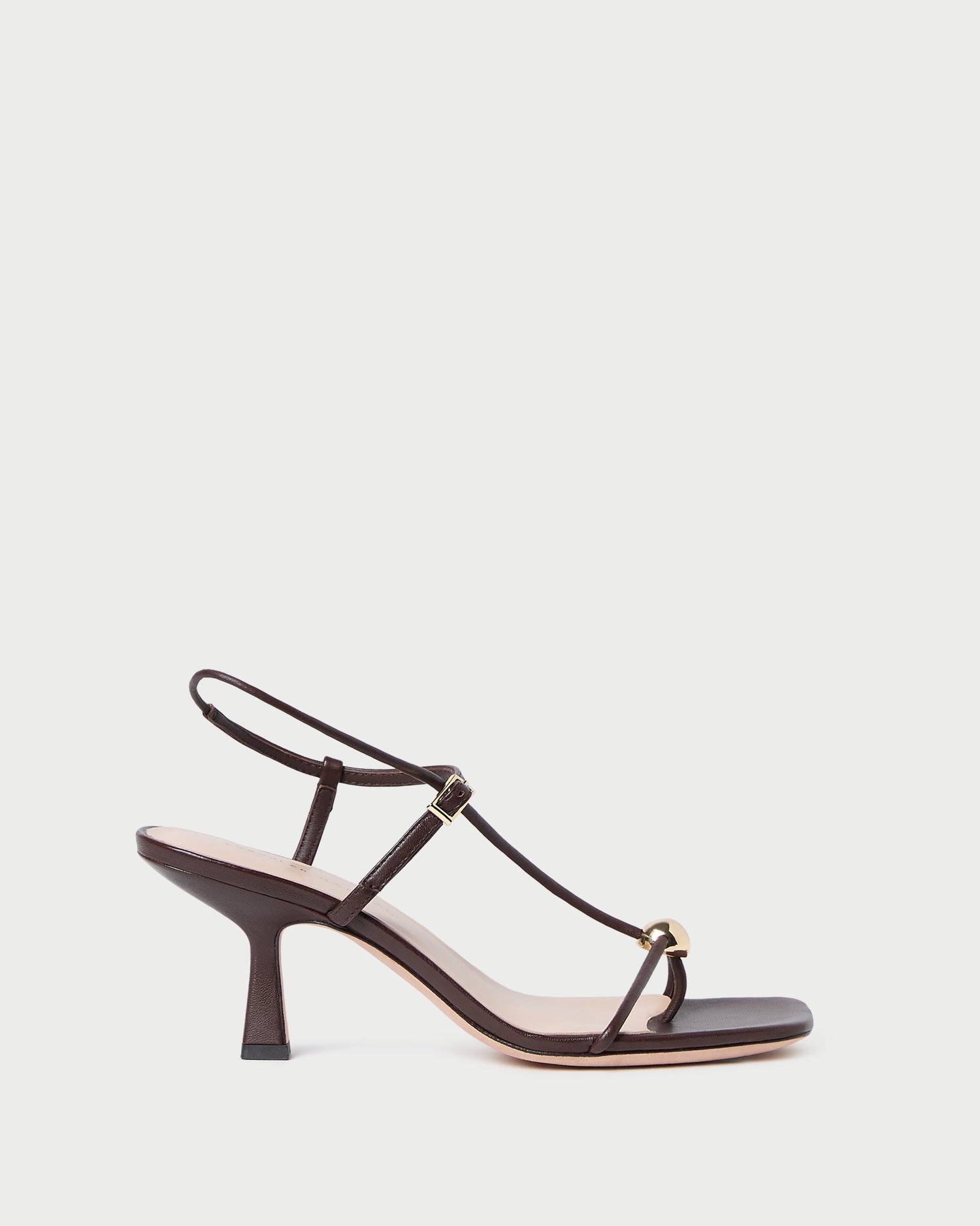 loeffler randall Triana Espresso Leather Mid−Heel Sandal