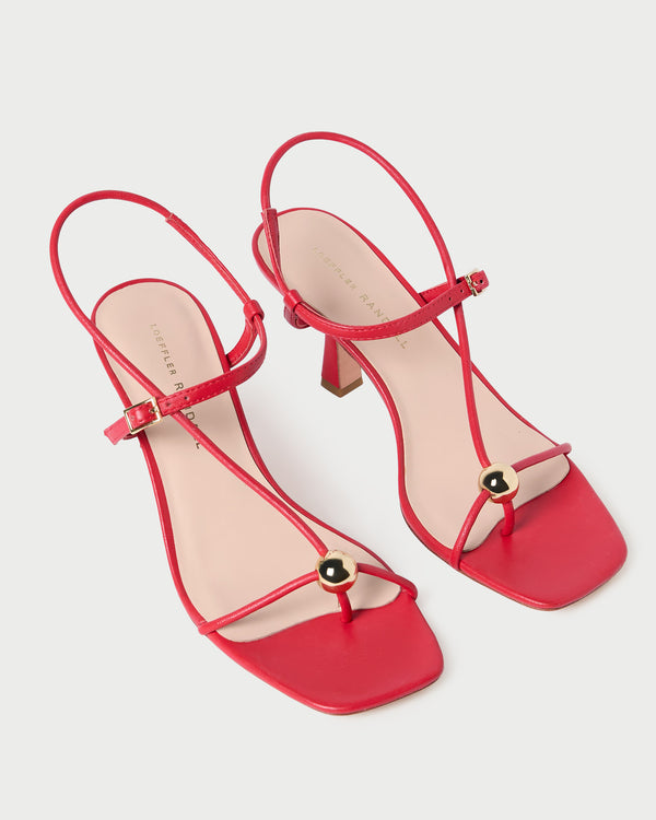 Loeffler Randall Triana Red Leather Mid−Heel Sandal