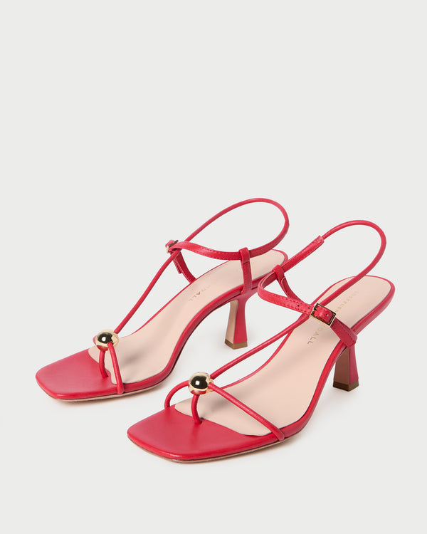 Loeffler Randall Triana Red Leather Mid−Heel Sandal