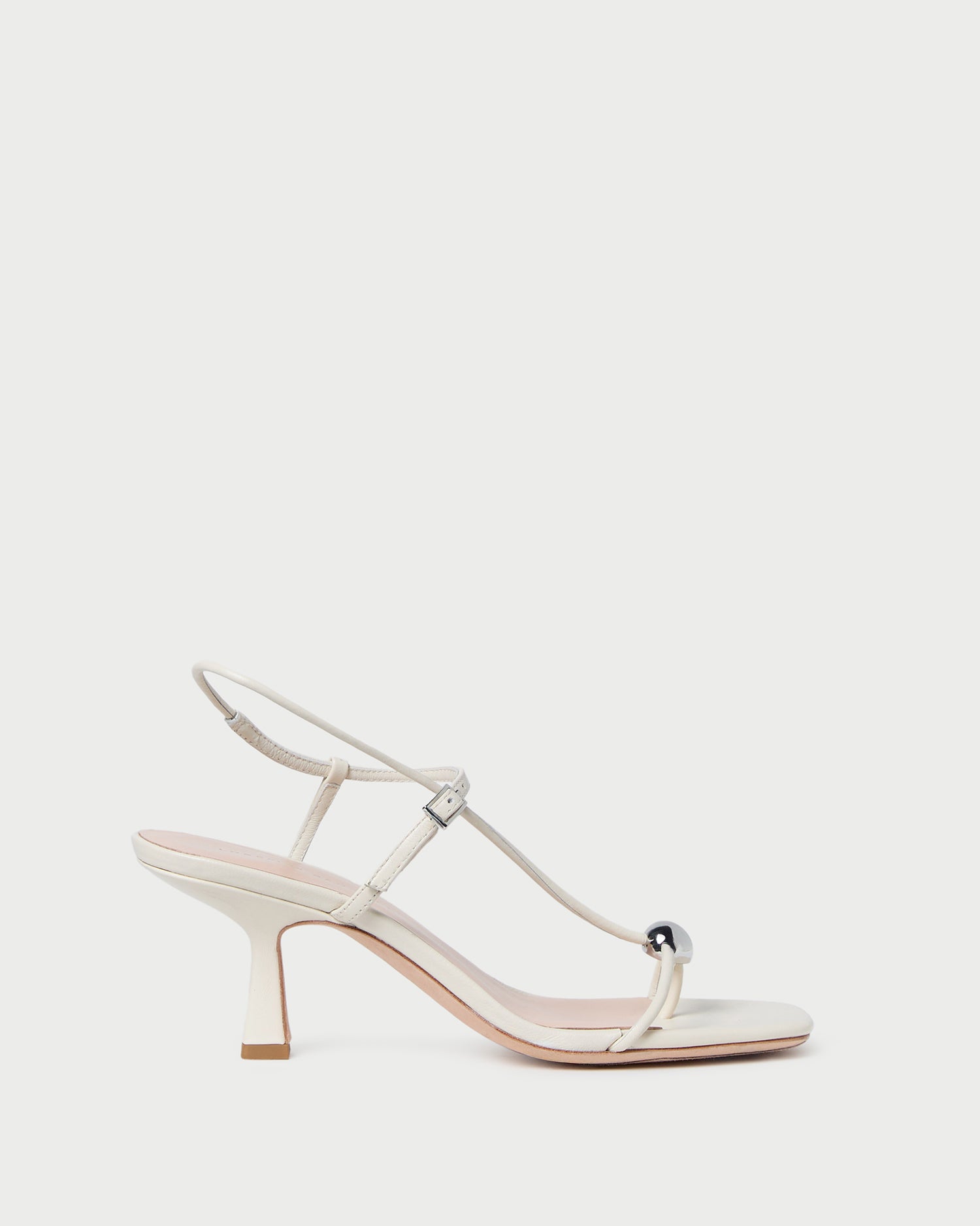 loeffler randall Triana White Leather Mid−Heel Sandal