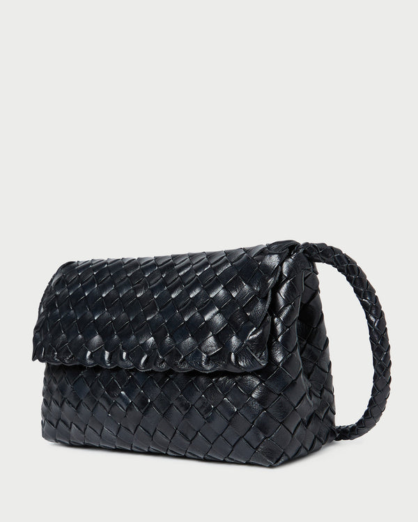 Loeffler Randall Vinnie Black Woven Leather Crossbody