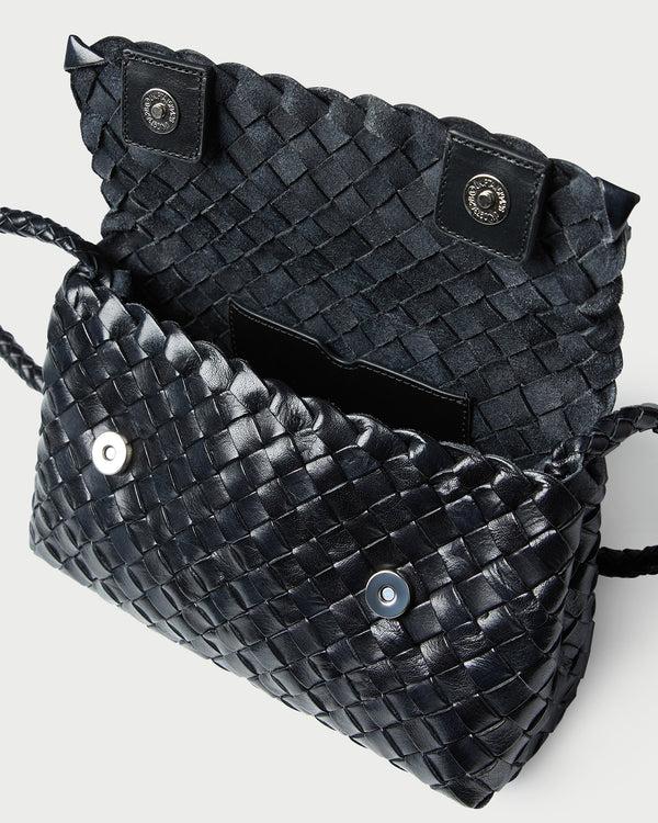 Loeffler Randall Vinnie Black Woven Leather Crossbody