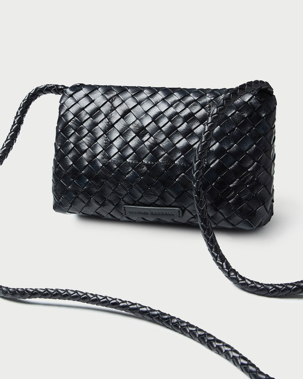 Loeffler Randall Vinnie Black Woven Leather Crossbody