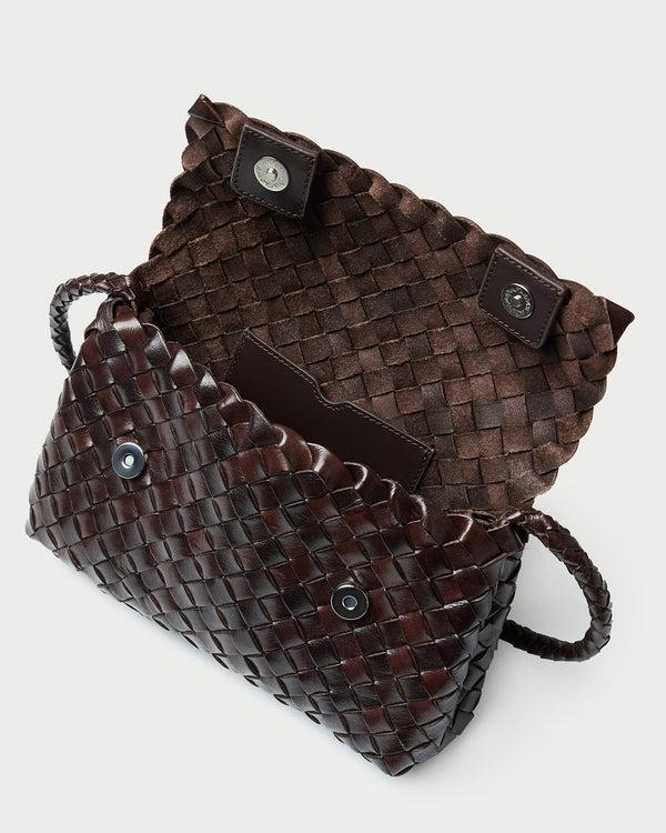 Loeffler Randall Vinnie Chocolate Woven Leather Crossbody