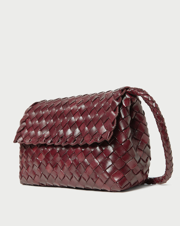 Loeffler Randall Vinnie Maroon Woven Leather Crossbody