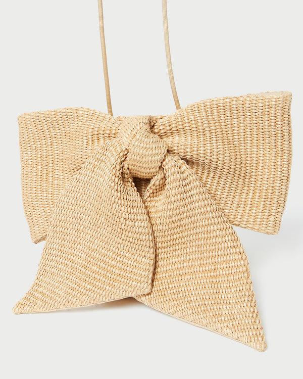 Loeffler Randall Violet Natural Straw Bow Crossbody