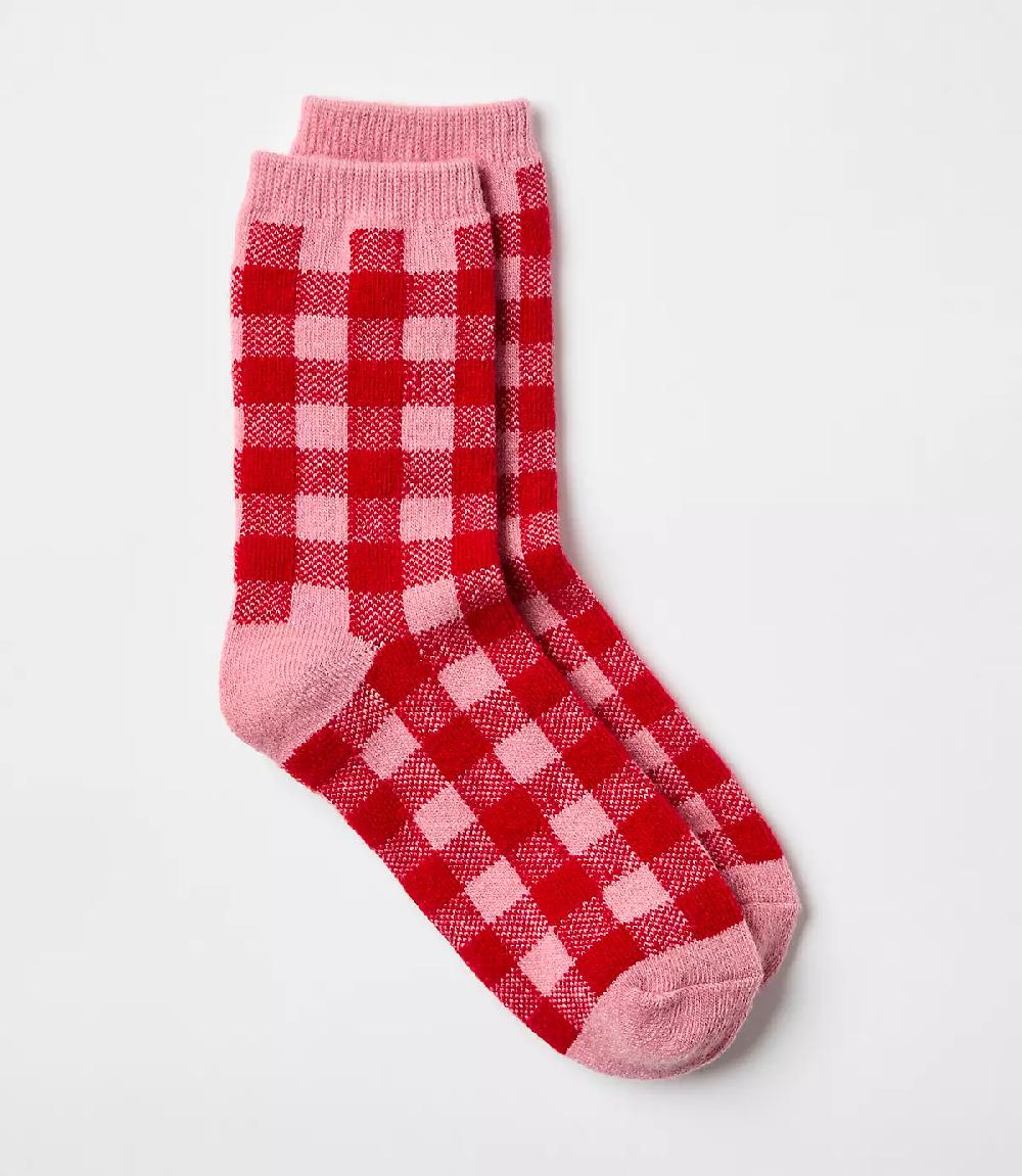 loft Buffalo Plaid Cozy Crew Socks