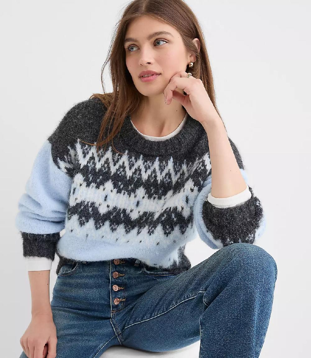 loft Colorblock Fair Isle Sweater