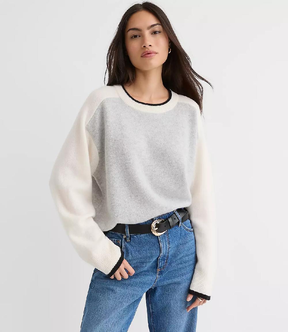 loft Colorblock Oversized Cashmere Sweater