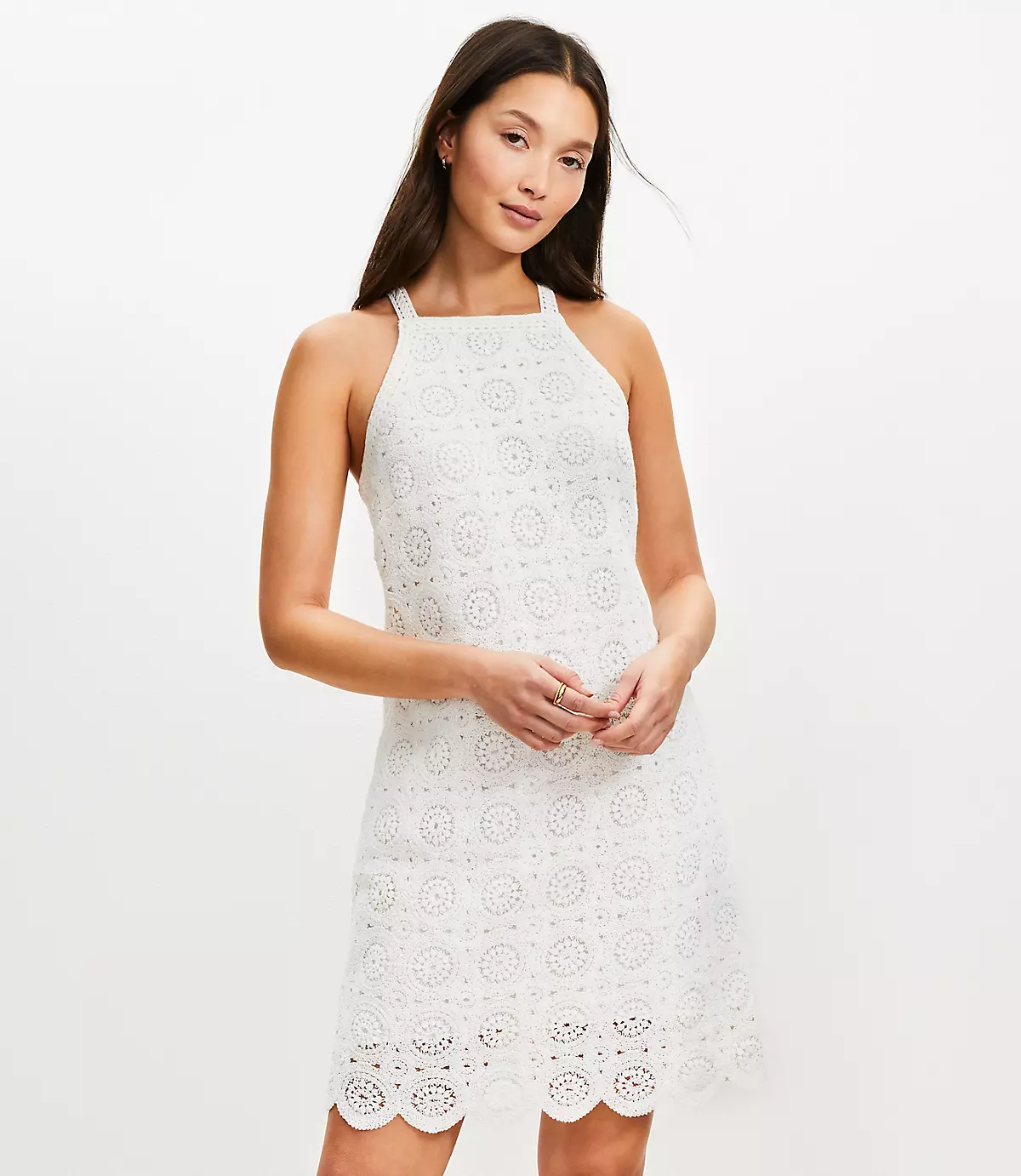 loft Crochet Lace Mini Halter Dress