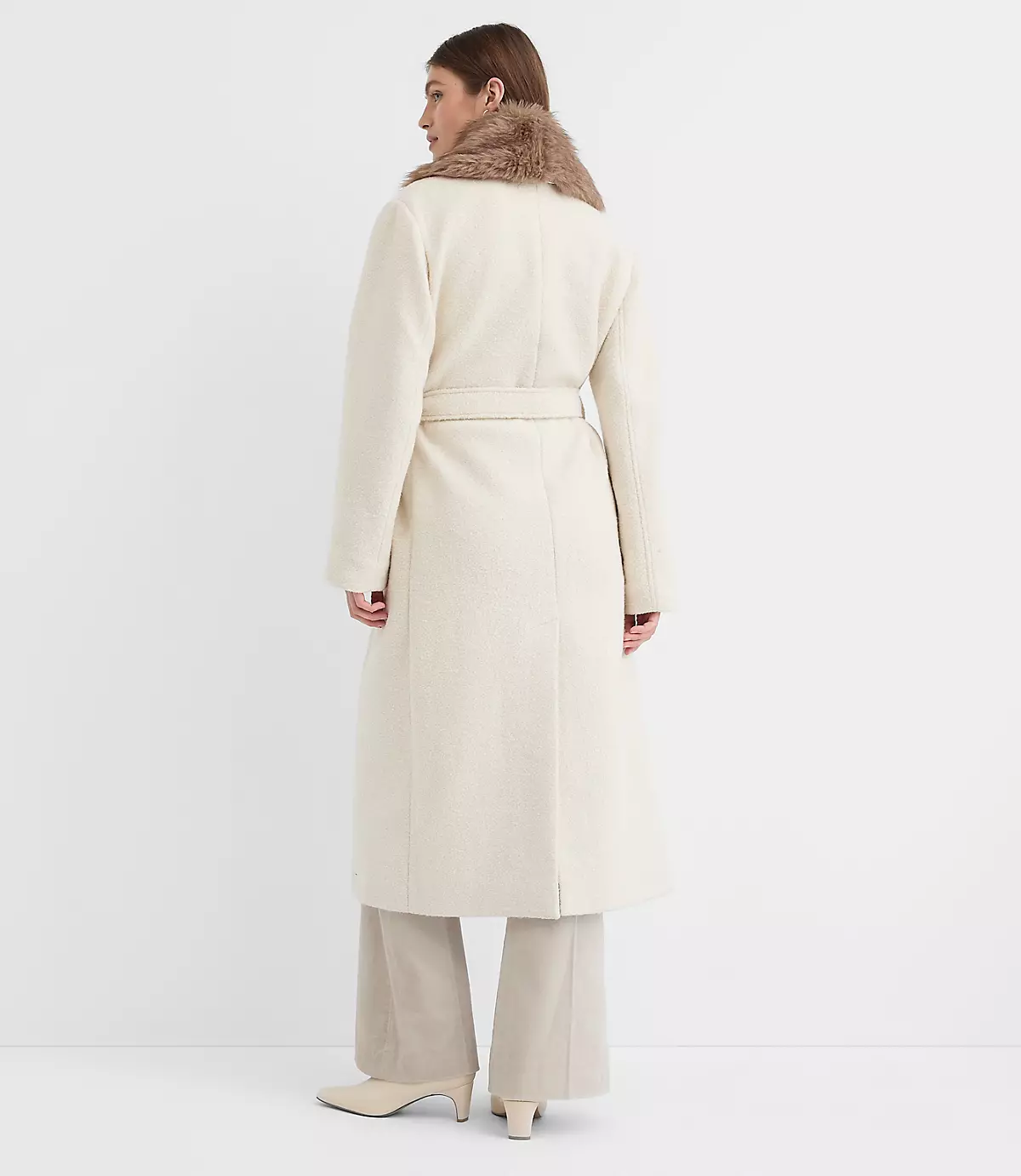 Loft Faux Fur Shawl Collar Belted Coat