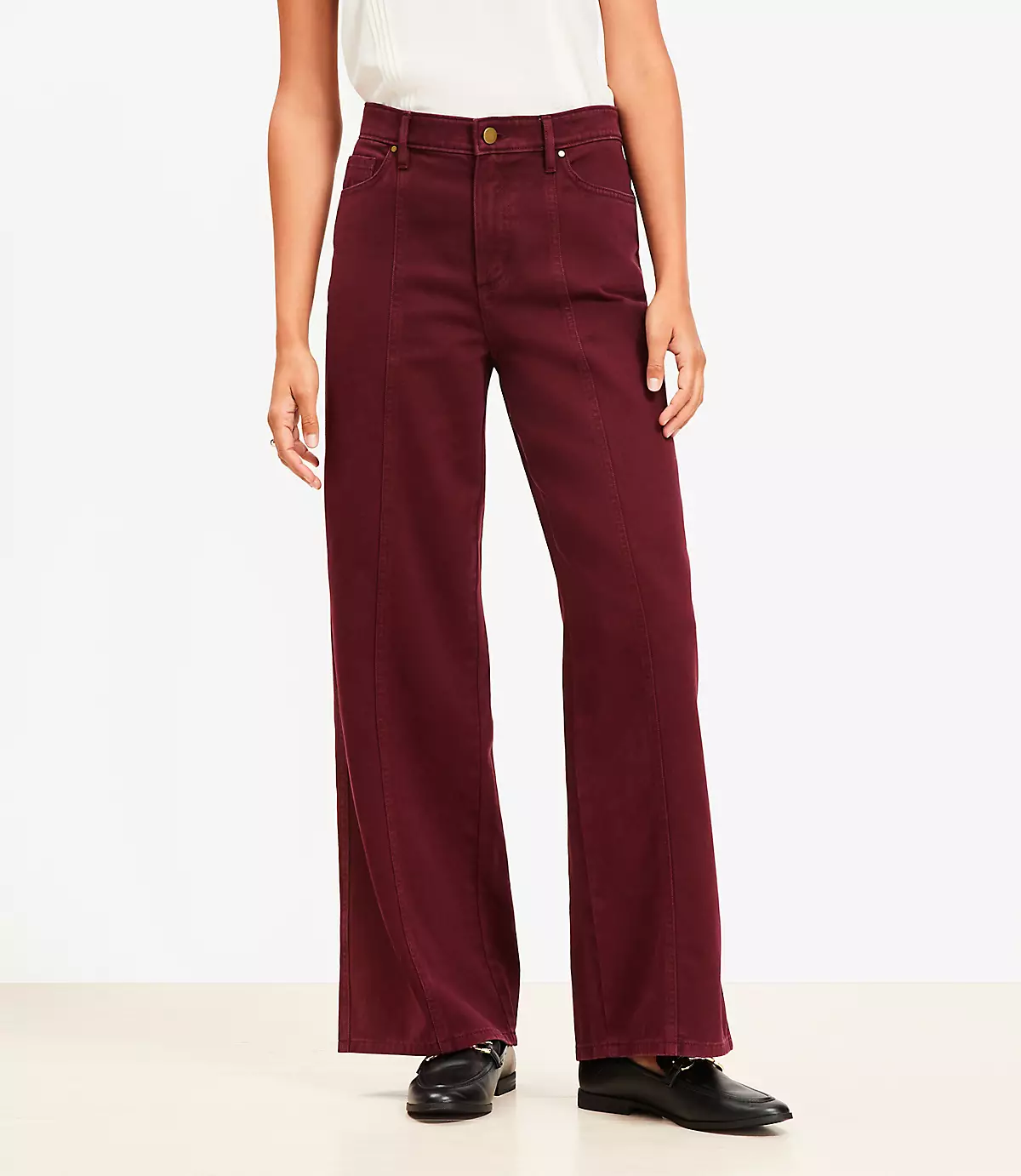 Loft Five Pocket Seamed Wide Leg Pants