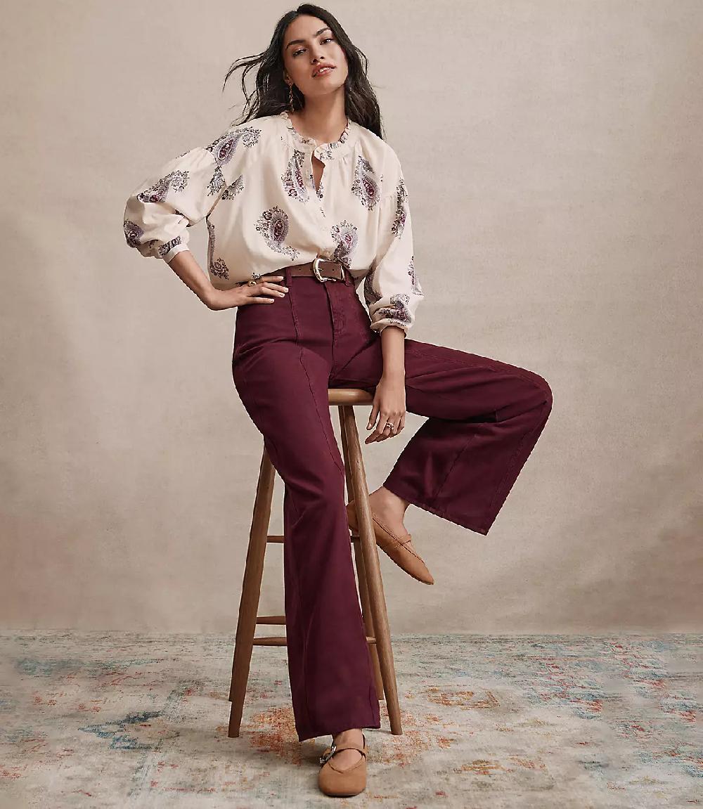 Loft Five Pocket Seamed Wide Leg Pants