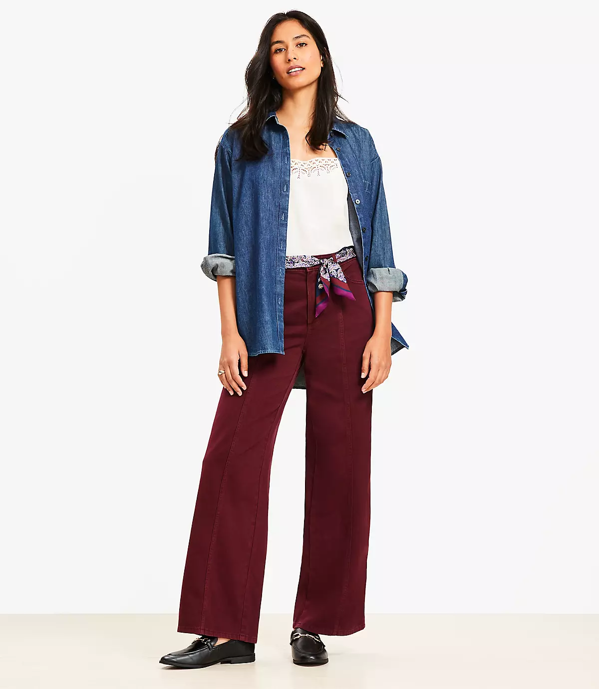 loft Five Pocket Seamed Wide Leg Pants