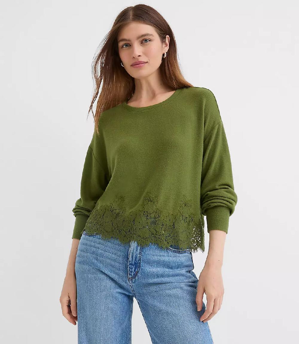 loft Floral Lace Hem Top