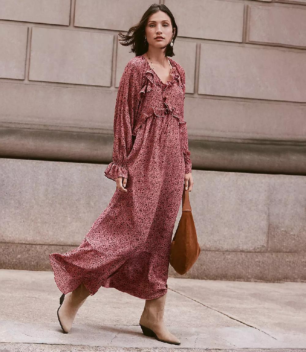 loft Floral Ruffle Maxi Dress