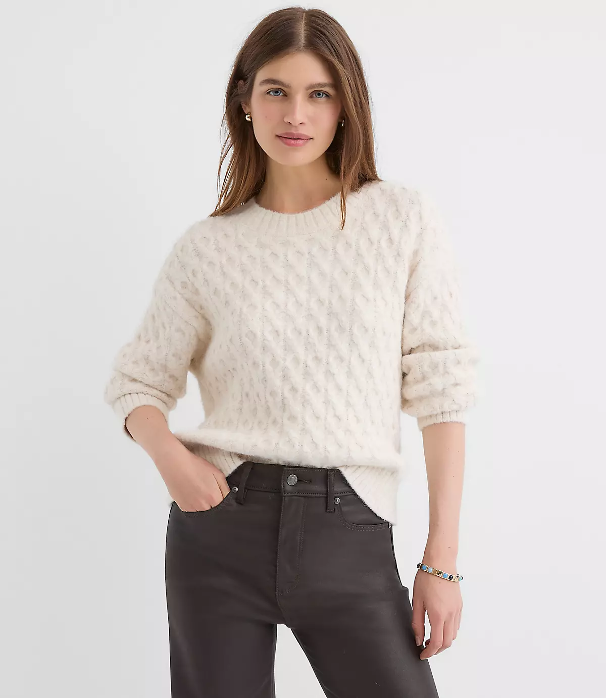 loft Fuzzy Cable Sweater
