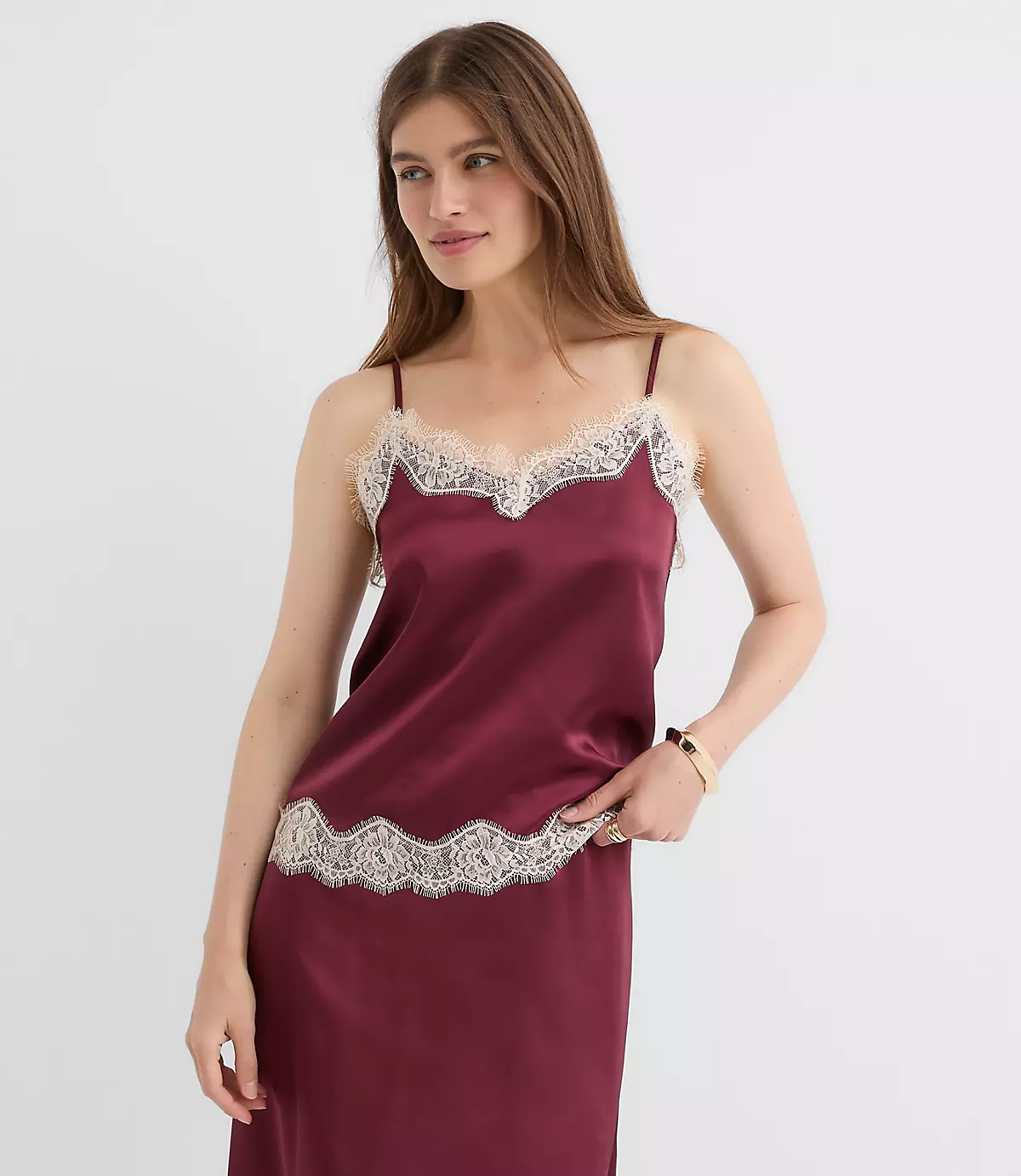 loft Lace Trim Satin Cami