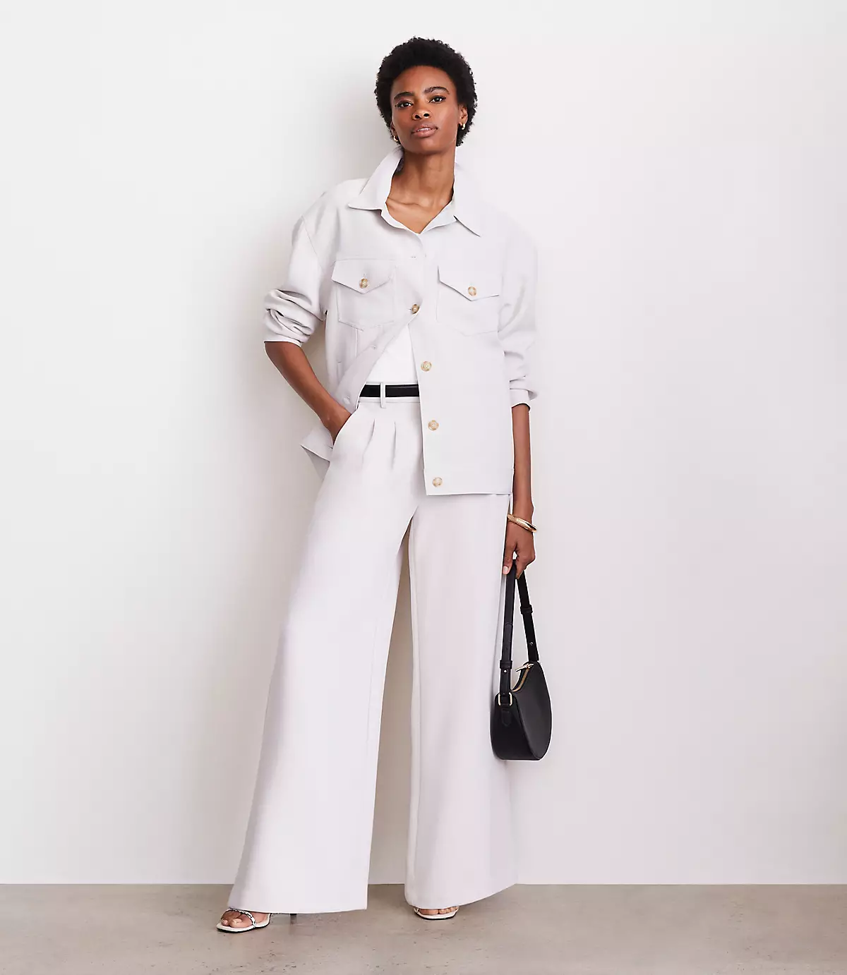 loft LOFT Versa Crepe Drape Trucker Jacket