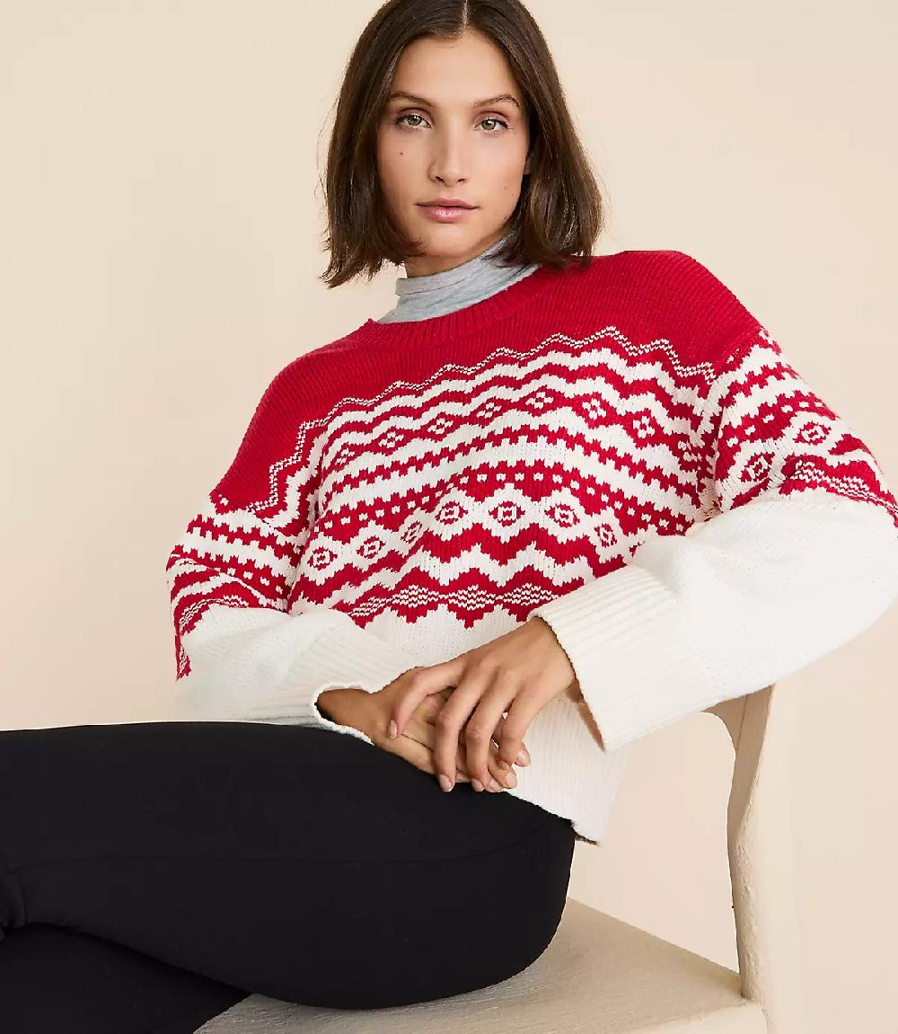 loft Lou & Grey Colorblock Fair Isle Sweater
