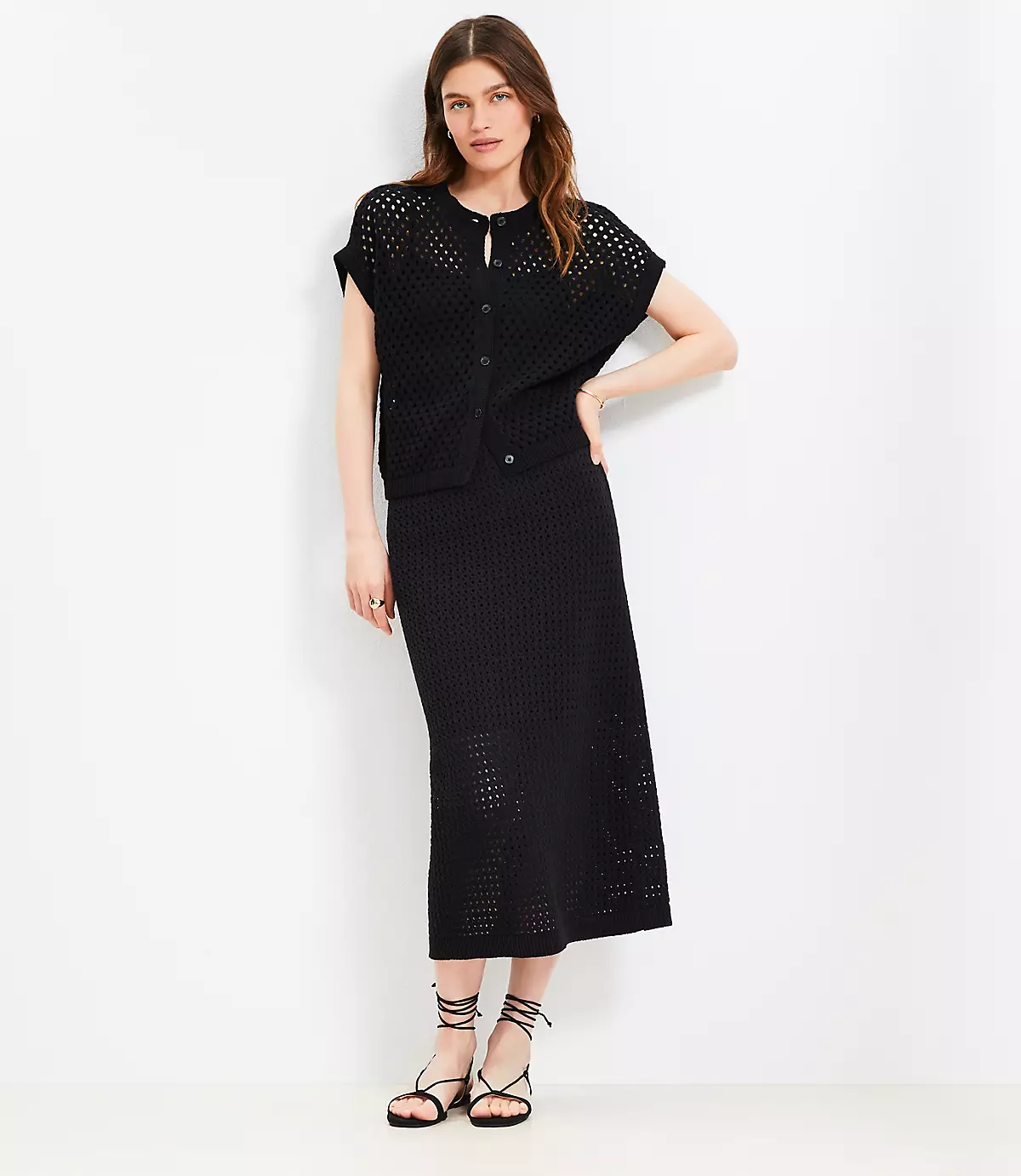 loft Textured Midi Sweater Skirt