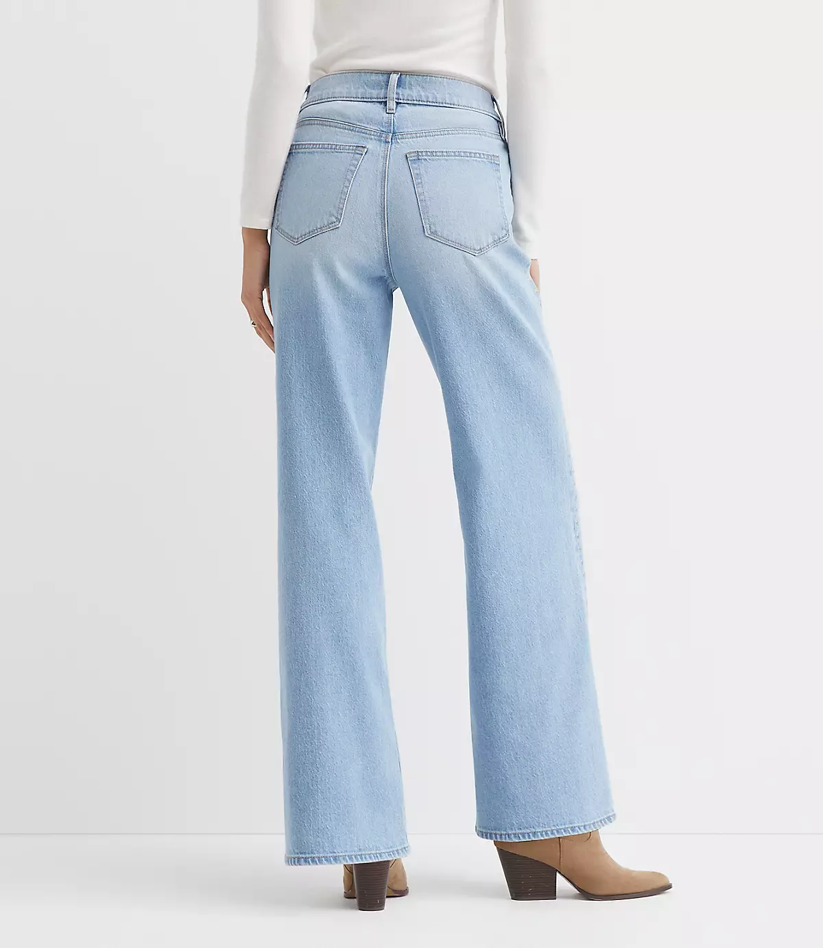 Loft Studded High Rise Wide Leg Jeans In Mid Vintage Wash