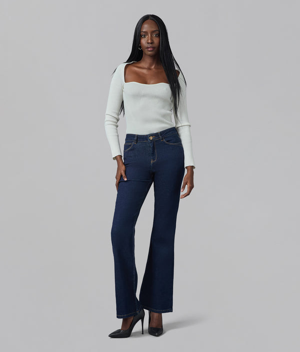 lola jeans ALICE-DRB High Rise Flare Jeans Dark Rinse Blue