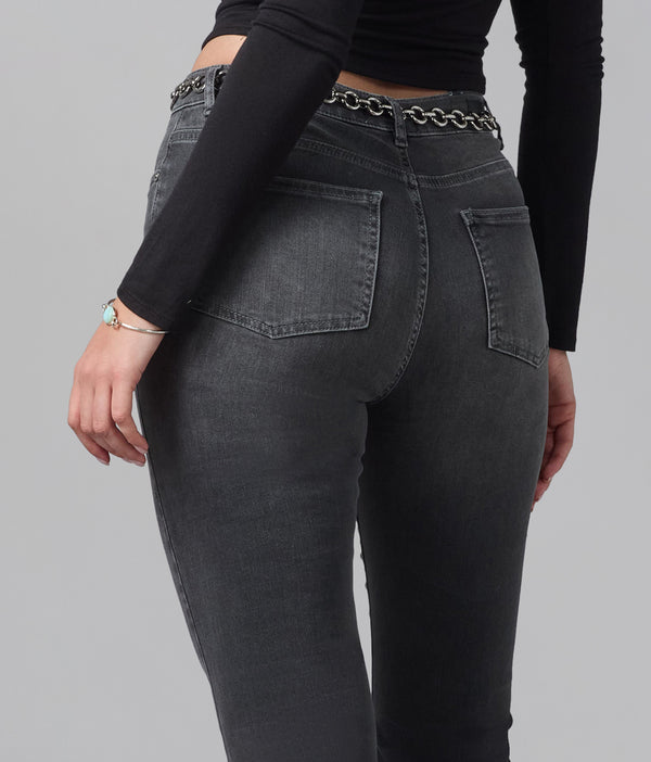 Lola Jeans ALICE-GMS High Rise Flare Jeans 32" Inseam Grey Moonstone